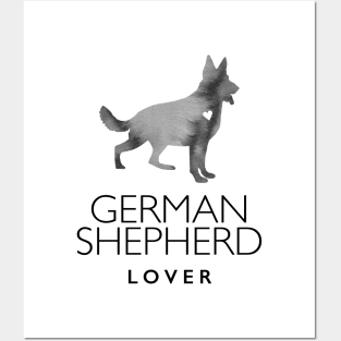 German Shepherd Dog Lover Gift - Ink Effect Silhouette Posters and Art